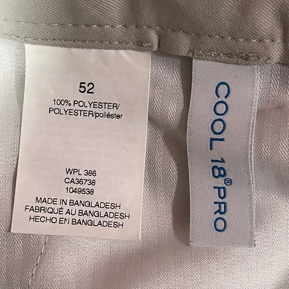 Haggar Cool 18 Pro Shorts Mens 52 Beige Stretch Golf Performance NWT